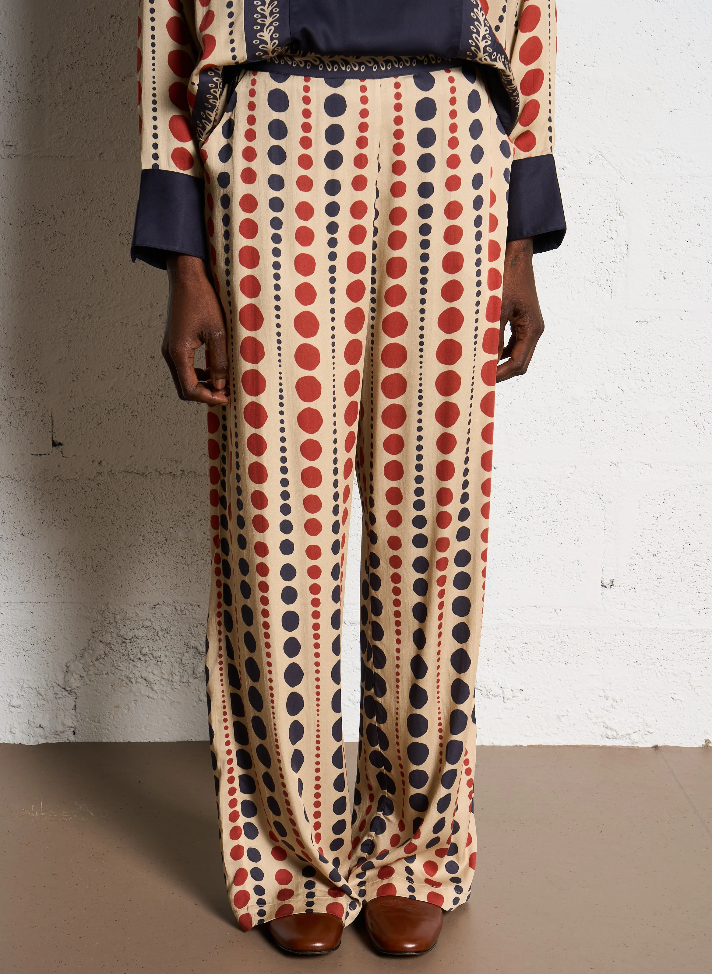 AURELIE - Pantalon droit imprimé| Marron