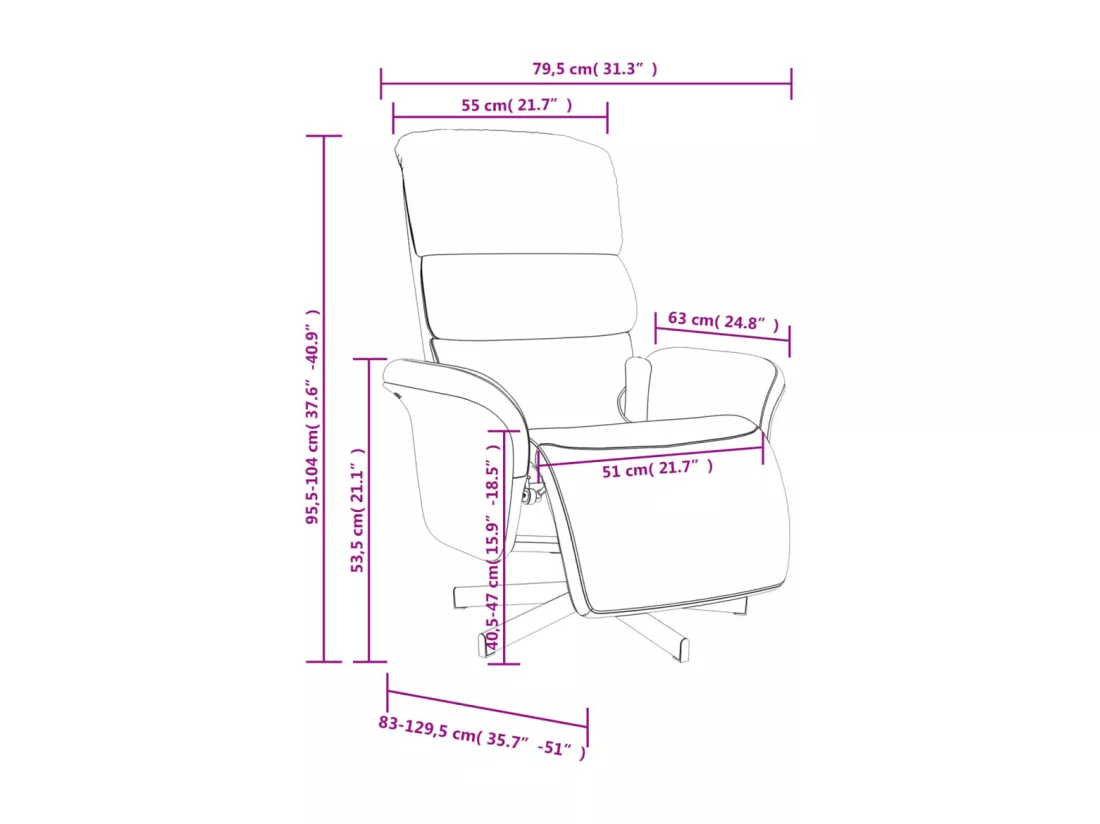 Fauteuil inclinable de massage avec repose-pieds bleu tissu