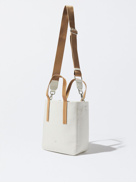 Bolsa tote personalizável em couro envernizado - Cru