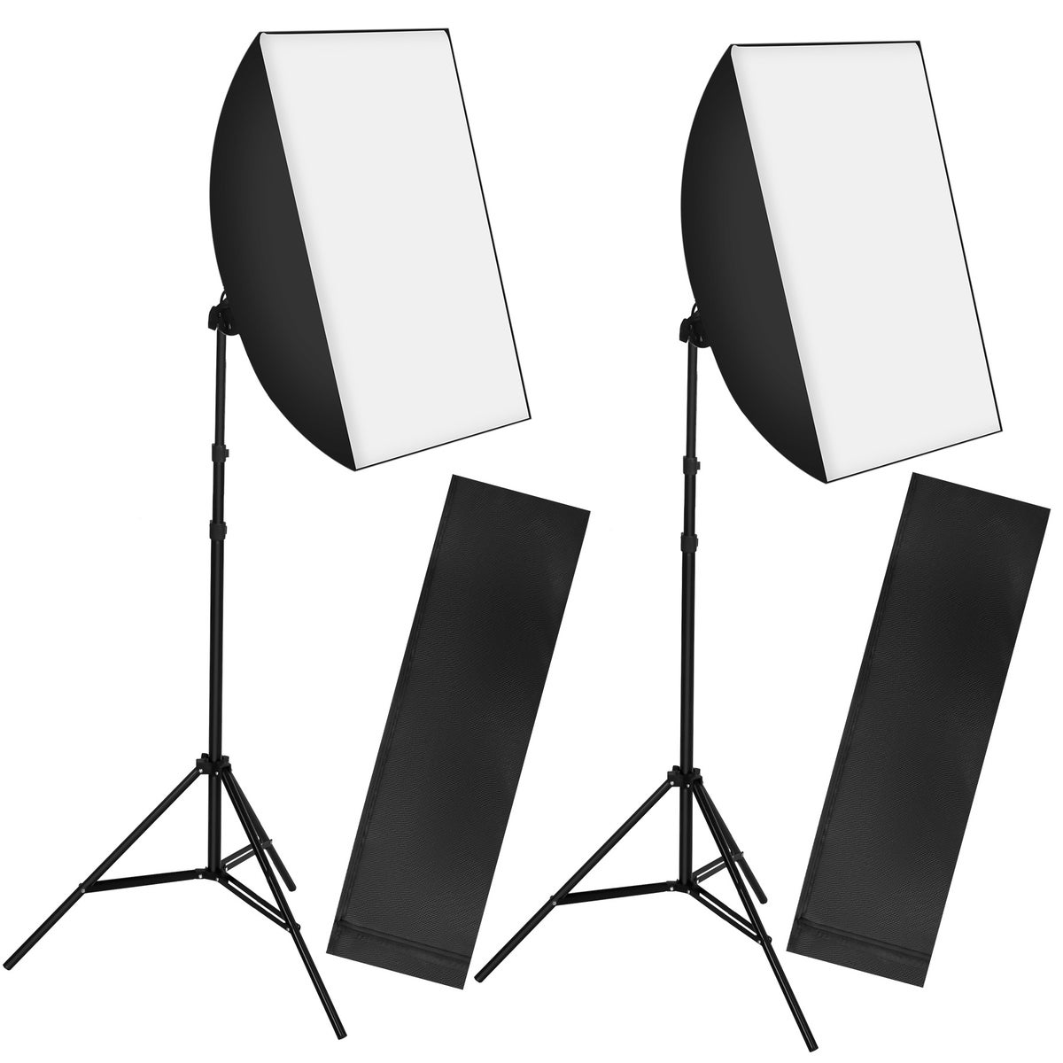 2-delige set tectake studiolampen met softbox en uitschuifbaar statief, lichtgewicht, inclusief draagtas