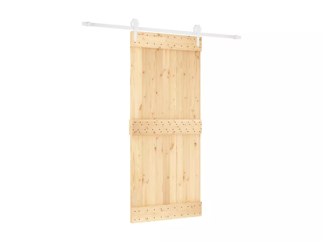 Porte coulissante et kit de quincaillerie 90x210 cm pin massif