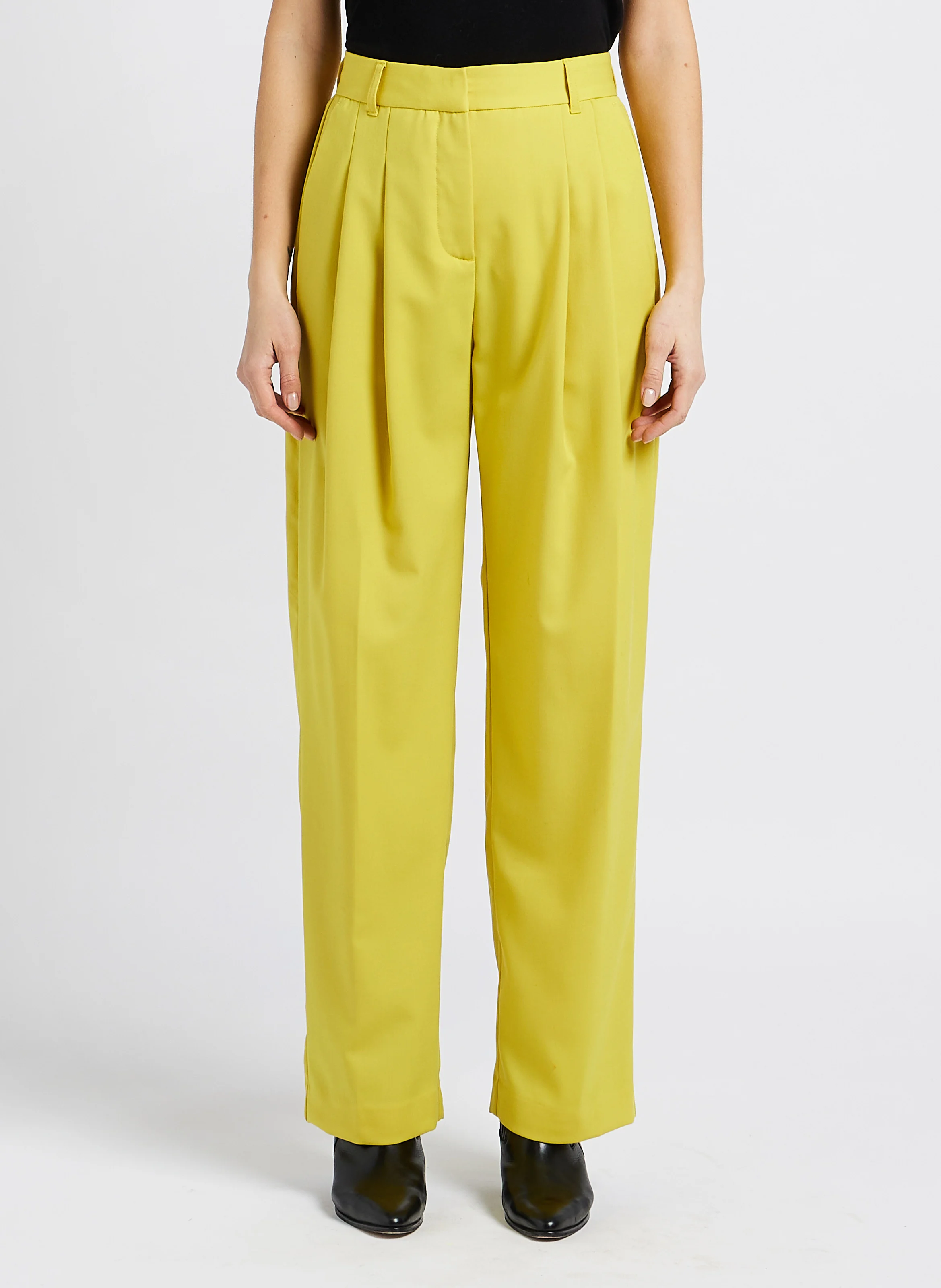 LUZY - Pantalon large à pince | Jaune