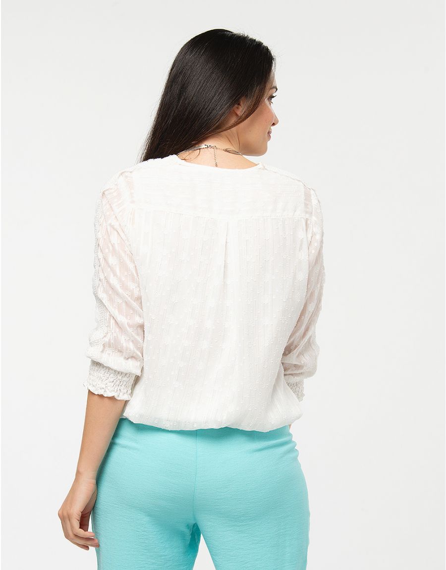Blouse écrue plumetis