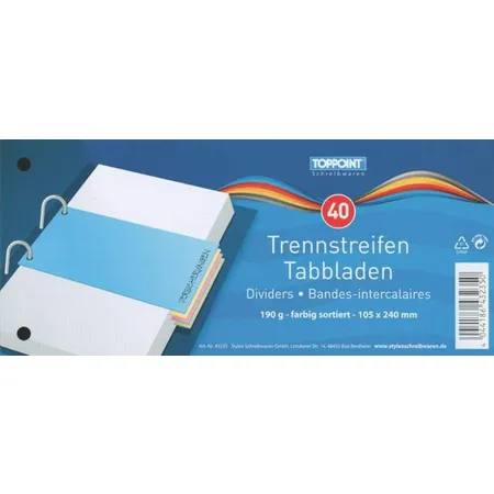 Stylex Trennstreifen 40 Stück, je 10x rot blau gelb grün