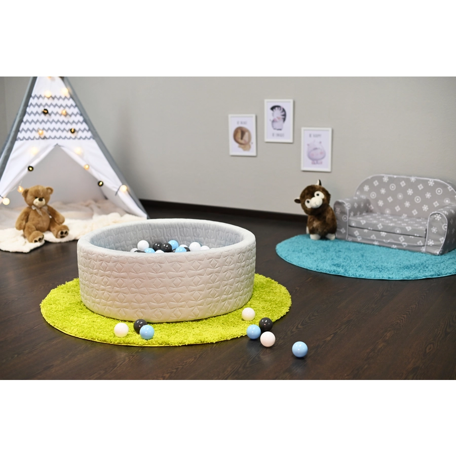 knorr toys® Bällebad soft Cosy geo grey inklusive 300 Bälle cremegreylightblue