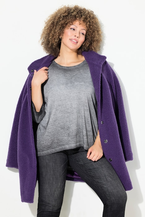 Shirt, Zierfalten, A-Linie, Rundhals, 3/4-Arm