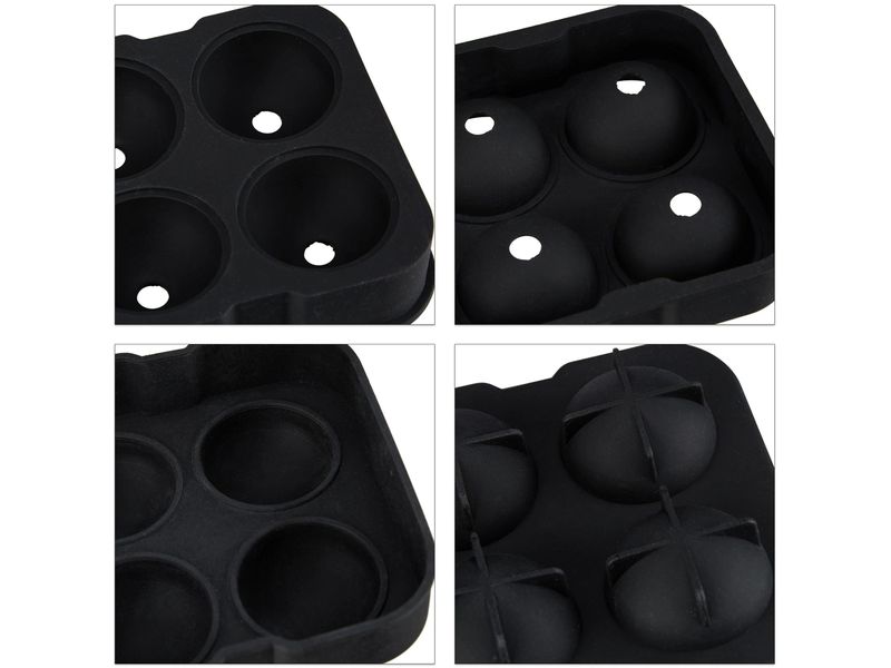 relaxdays Eiswürfelform Schwarz Schwarze Eiswürfelkugeln aus Silikon