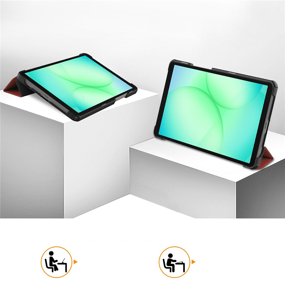 Samsung Galaxy Tab A11 / A9 Leder Tasche Flip Cover Hülle - Dunkelrot