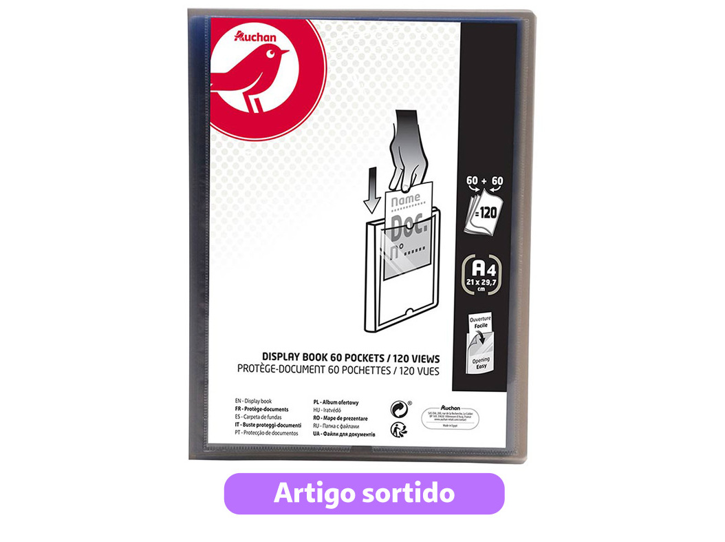 PORTFÓLIO AUCHAN A4 60 60 BOLSAS CORES SORTIDAS