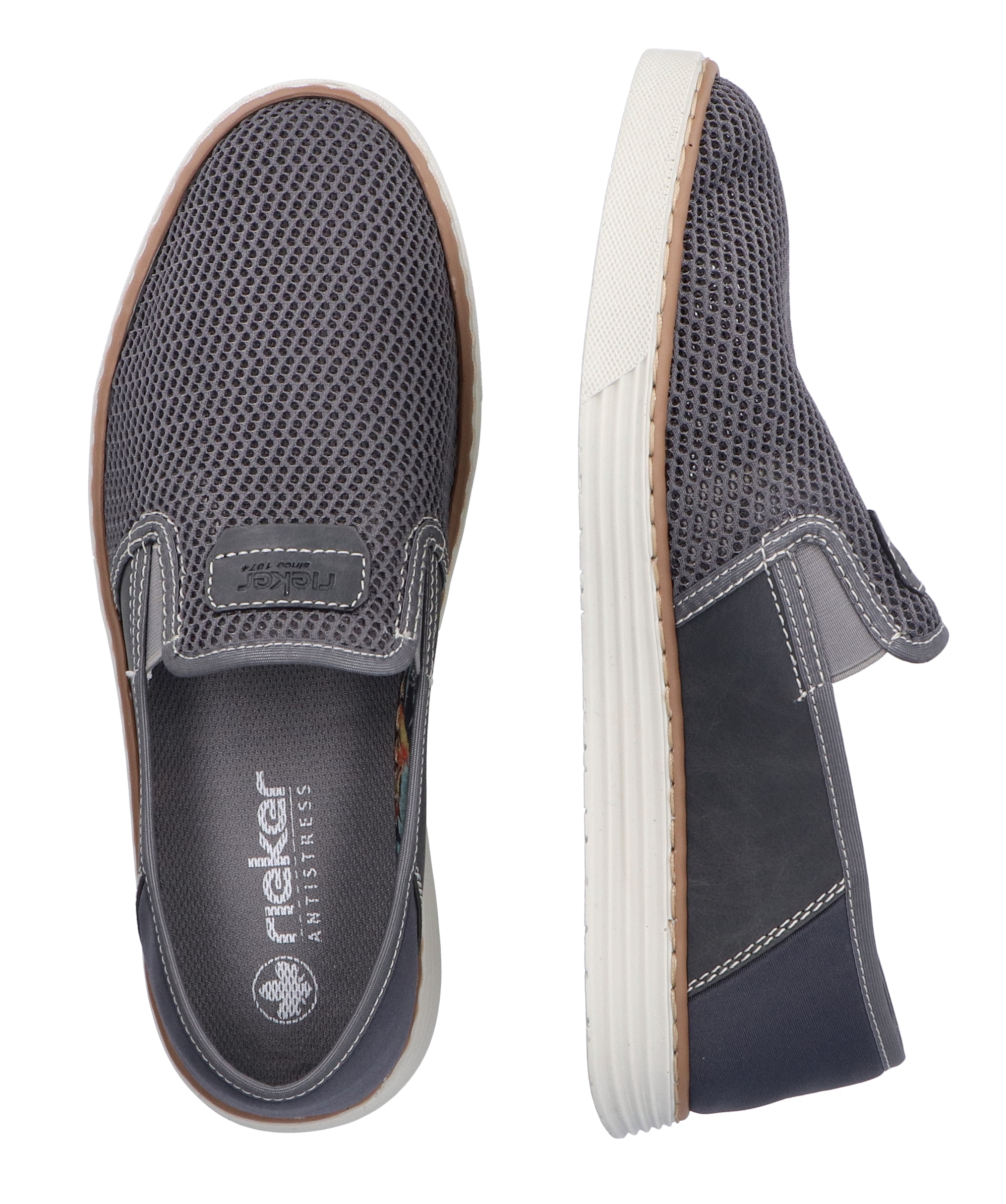 Rieker Slipper  Espadrilles, Sommerschuh mit kontrastfarbenen Ziernähten