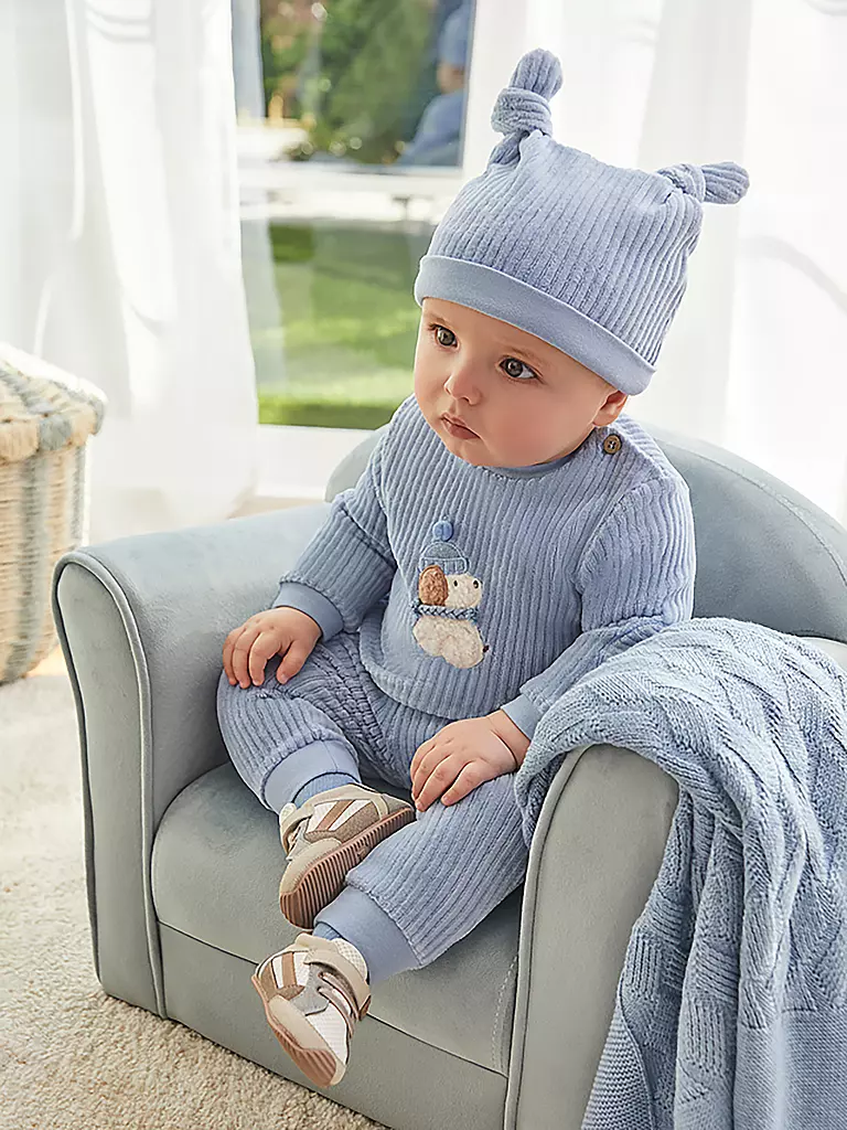 MAYORAL Baby Set Mütze, Pullover, Hose 3-teilig   hellblau