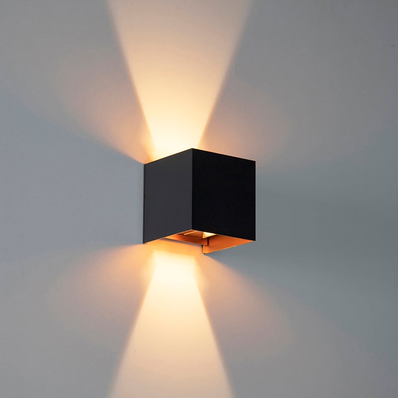 Buitenwandlamp, zwart met goud, inclusief LED, 2-lichts, IP54 - Edwin