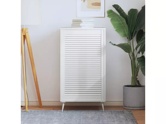 Porte d'armoire à persiennes blanc 99,3x59,4 cm pin massif