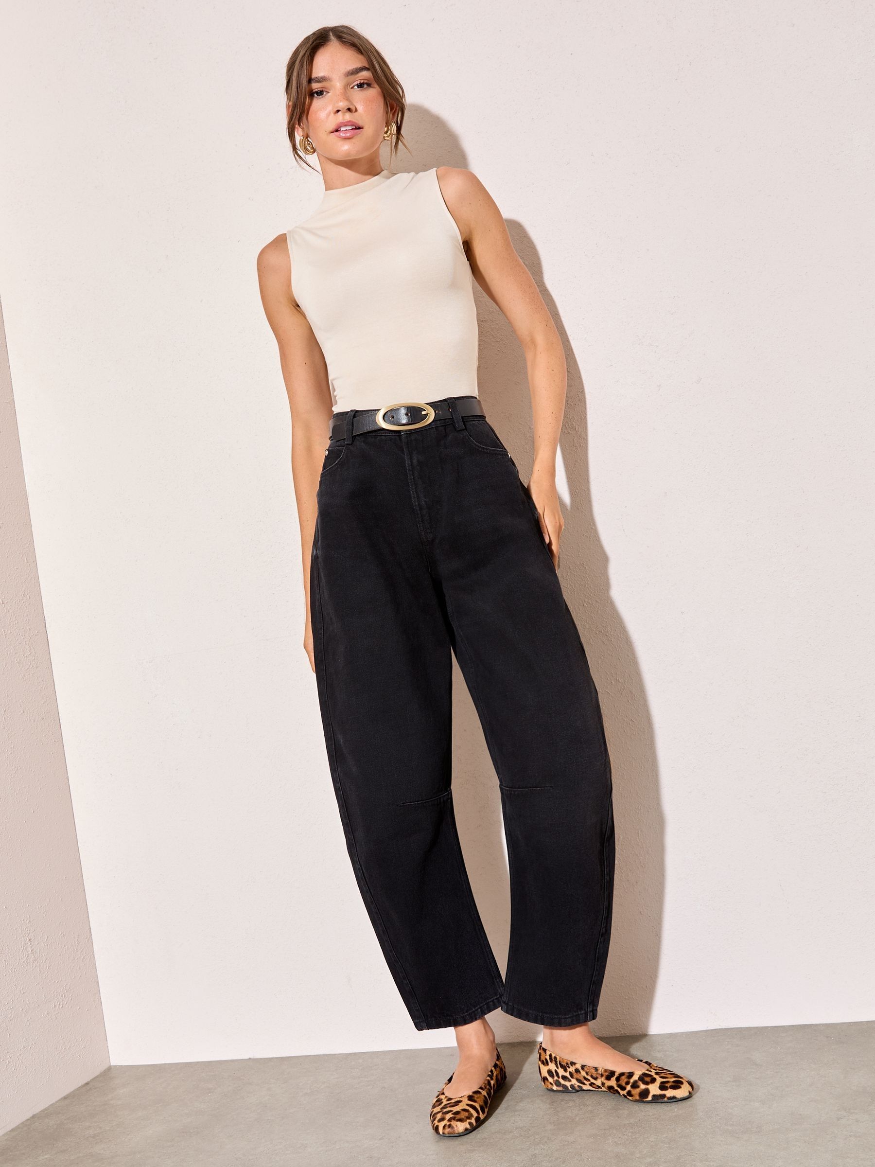 Zwart - Friends Like These - Denim barrel jeans