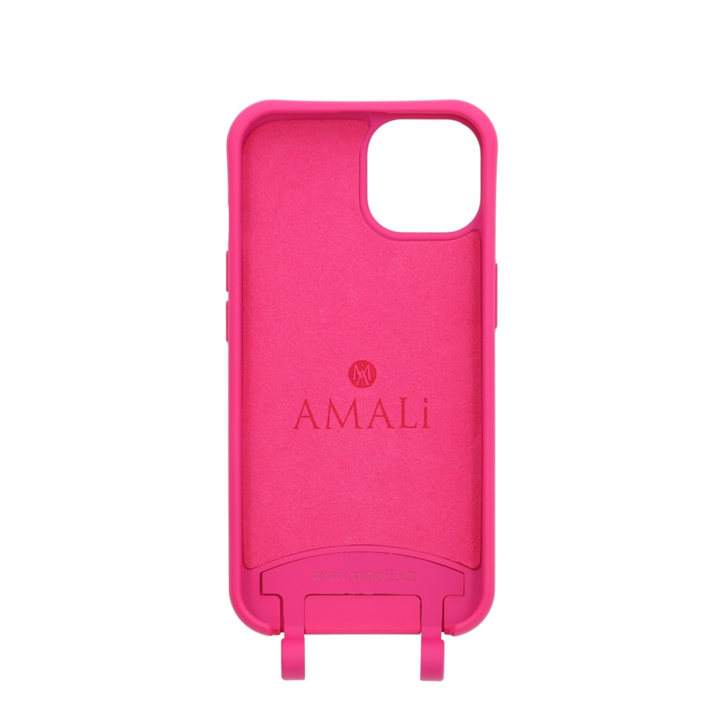 iPhone 15 Handy Hülle Elegantes Case mit abnehmbarem Necklace Adapter - Hot Pink / Gold