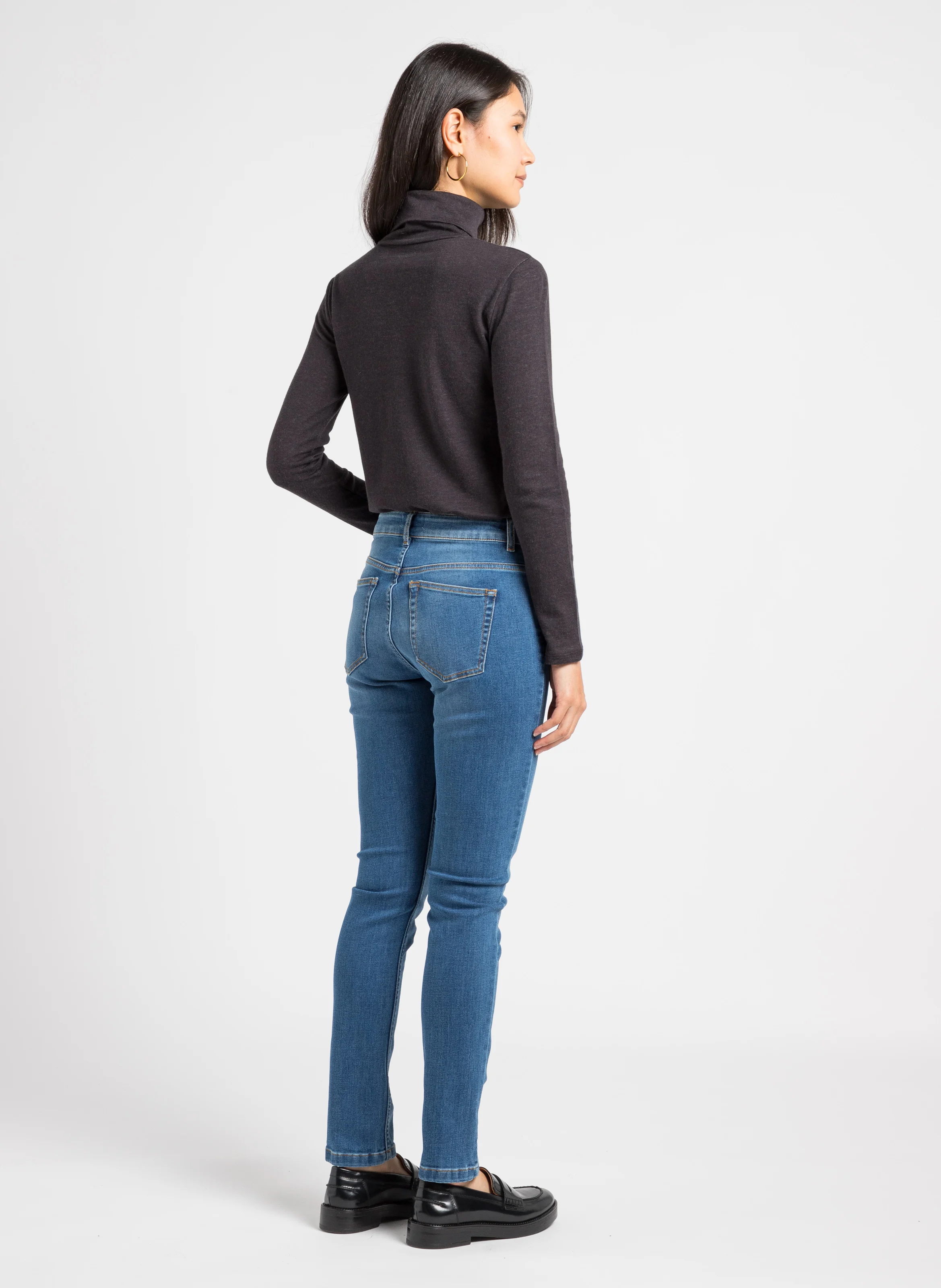 Top col roulé en coton mélangé | Kaki