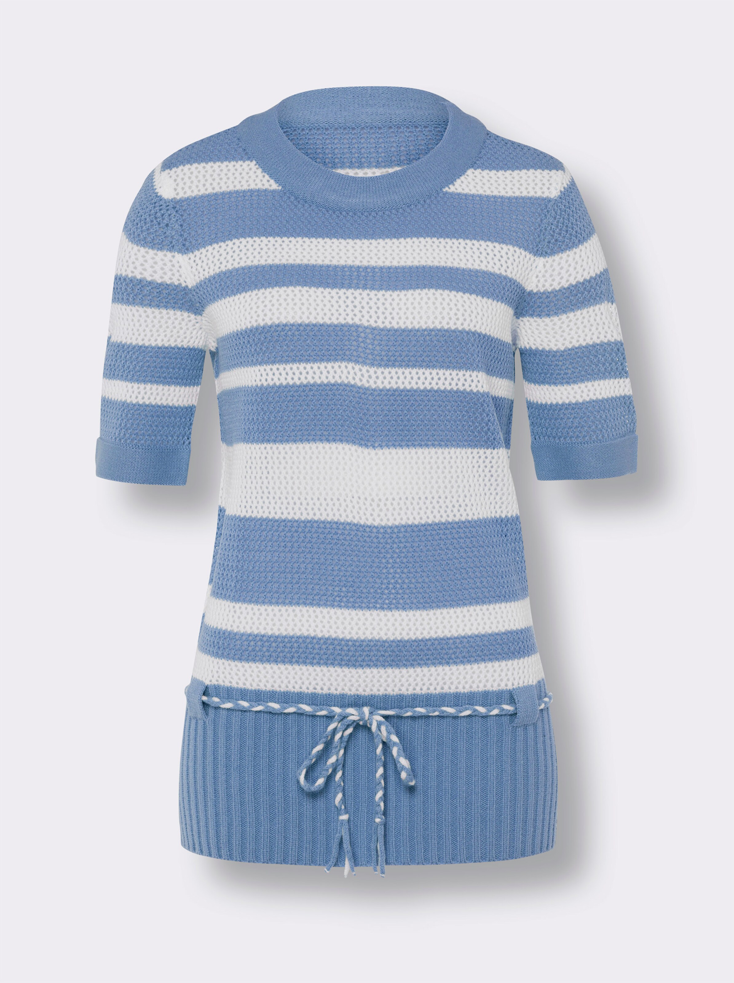 Ajourpullover mit Kordelgürtel