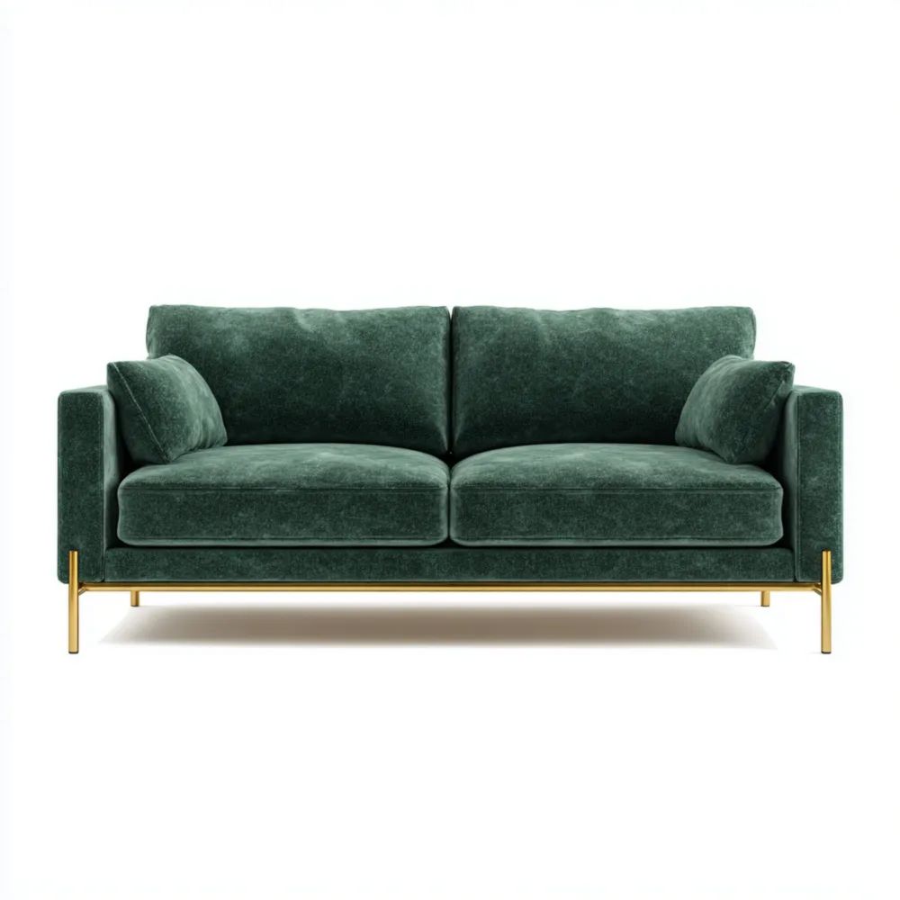 2-Sitzer-Sofa Samt 180x90x85 cm – Dunkelgrün – Moderner Stil