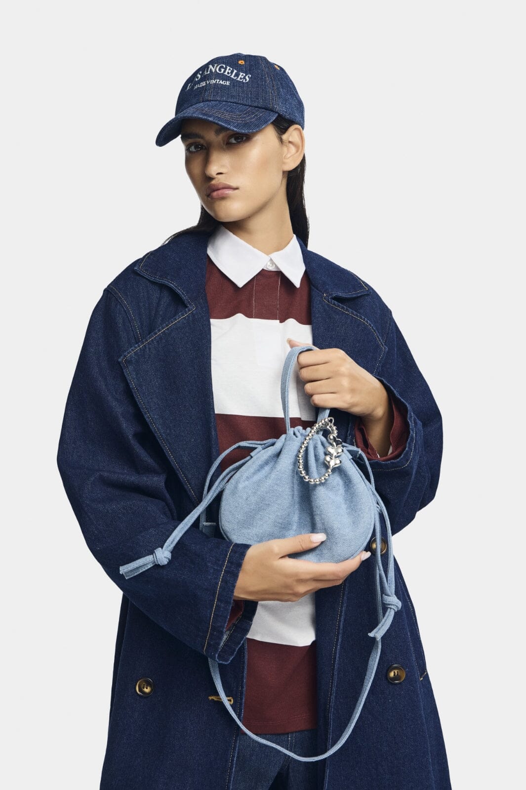 Pieces Pcfreya Ls Long Denim Trenchcoat Fsy