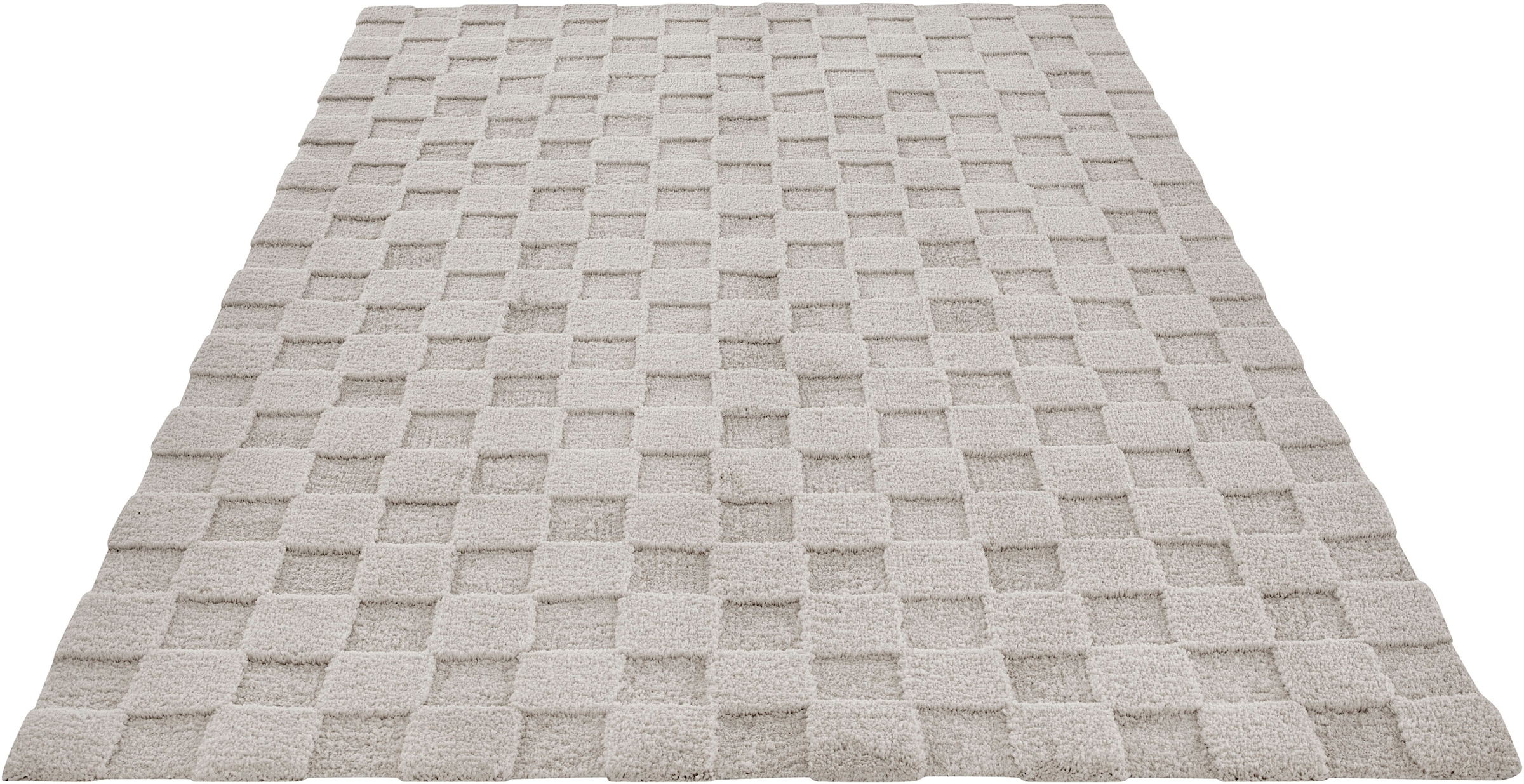LeGer Home by Lena Gercke Teppich »Esmé, Hochflor-Teppiche, weich, Boho« rechteckig 23 mm Höhe Hoch-Tief-Struktur, Uni, Kästchen, Wohnzimmer, Schlafzimmer, Esszimmer