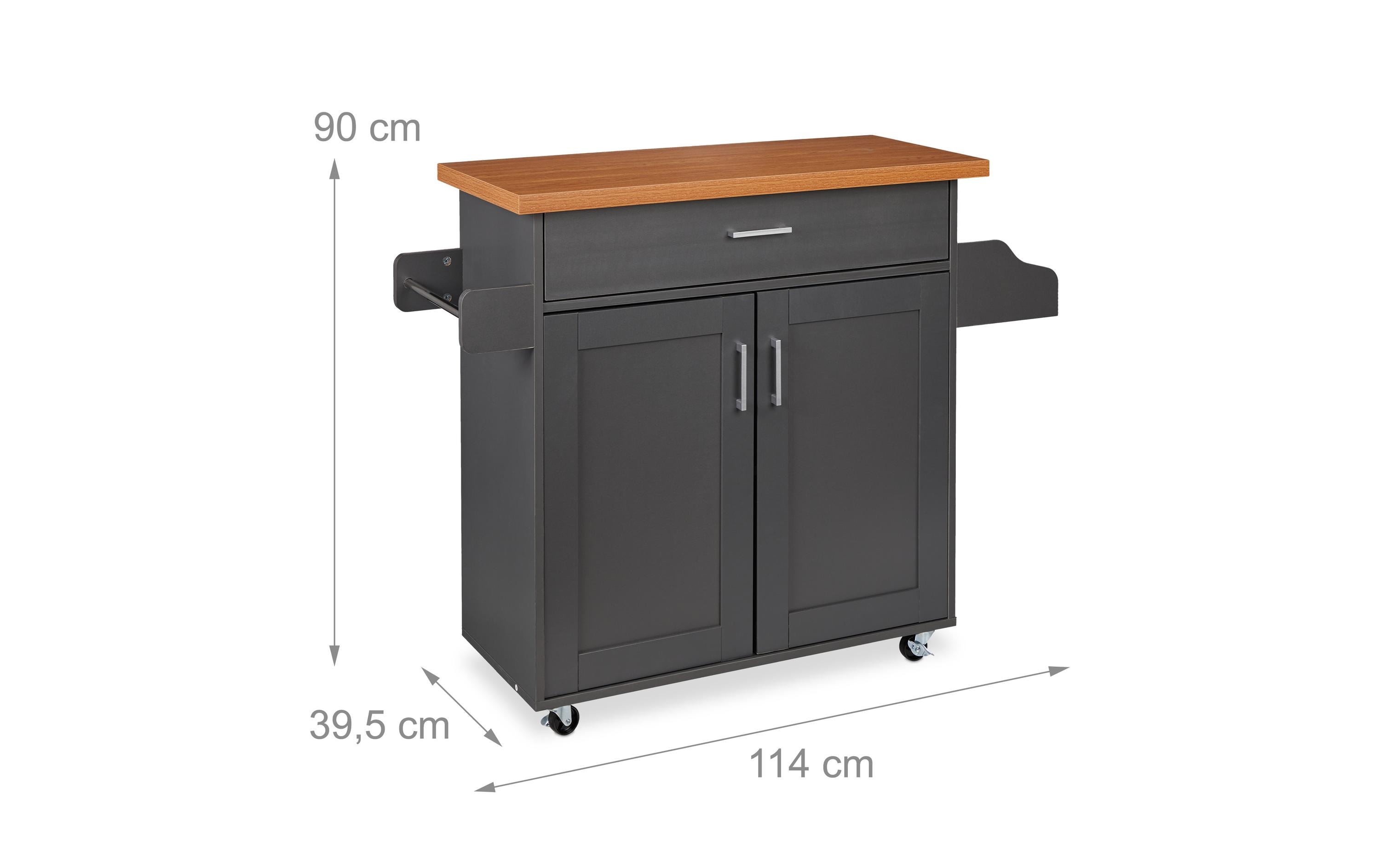 Küchenwagen 114 x 90 x 39.5 cm, Grau<br>Küchenrollwagen