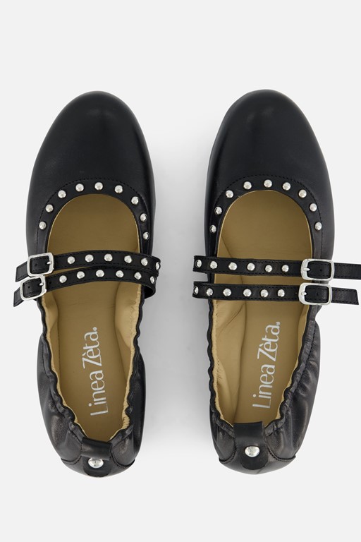 Linea Zeta Ballerina's zwart Leer