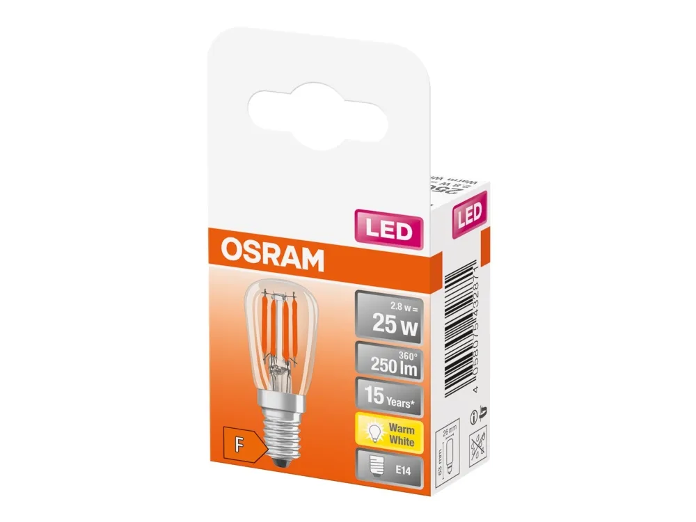 OSRAM SPECIAL - LED-filament-lyspære - form: T26 - klar finish - E14 - 2.8 W (tilsvarende 25 W) - klasse F - varmt hvidt lys - 2700 K