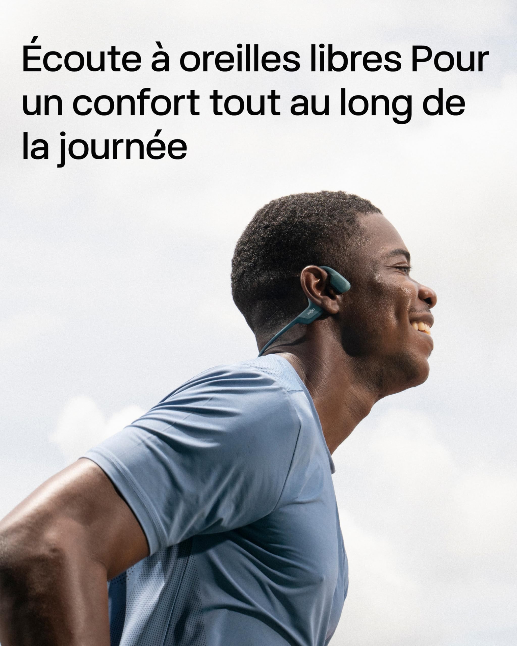 SHOKZ OpenRun Pro Casque à Conduction osseuse, écouteurs Bluetooth oreillles Libres pour Le Sport avec Micro, Casque sans Fil étanche IP55, 10H d’autonomie, Bandeau de Sport, Bleu