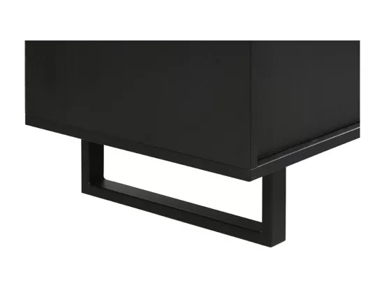 Buffet design 220cm avec 2 portes et 3 tiroirs pour salon couleur noir et chêne collection LOFT pieds en métal