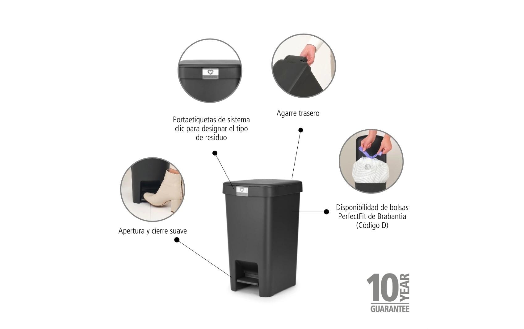 Recyclingbehälter StepUp 16 l, DunkelgrauTreteimer für Recyclingmaterialien