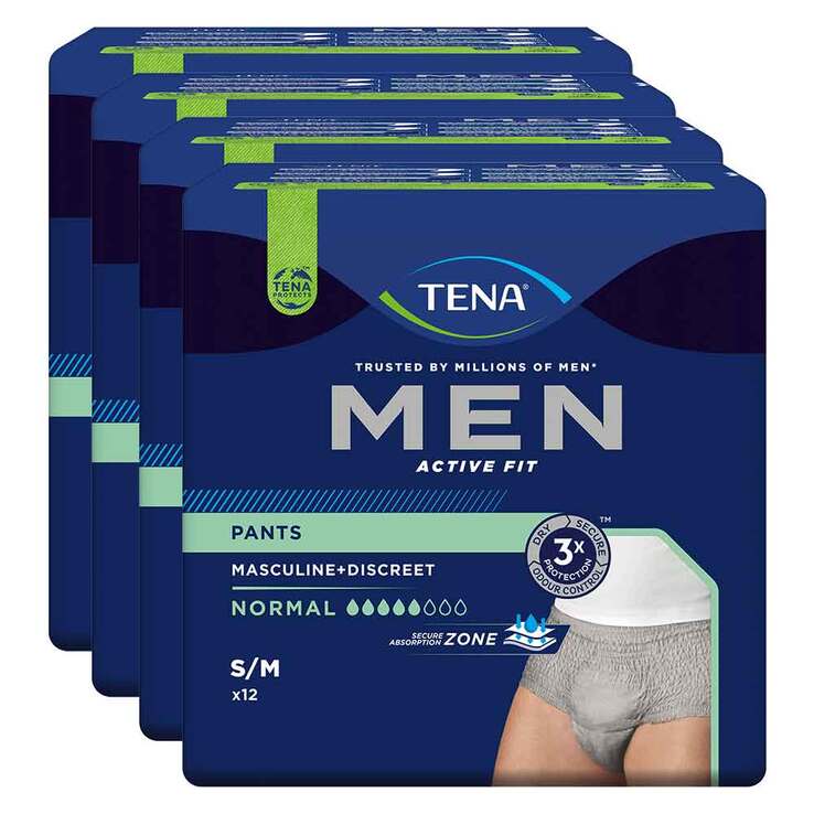 TENA® MEN ACTIVE FIT Pants Normal grau S/M bei Inkontinenz, 4X12 St