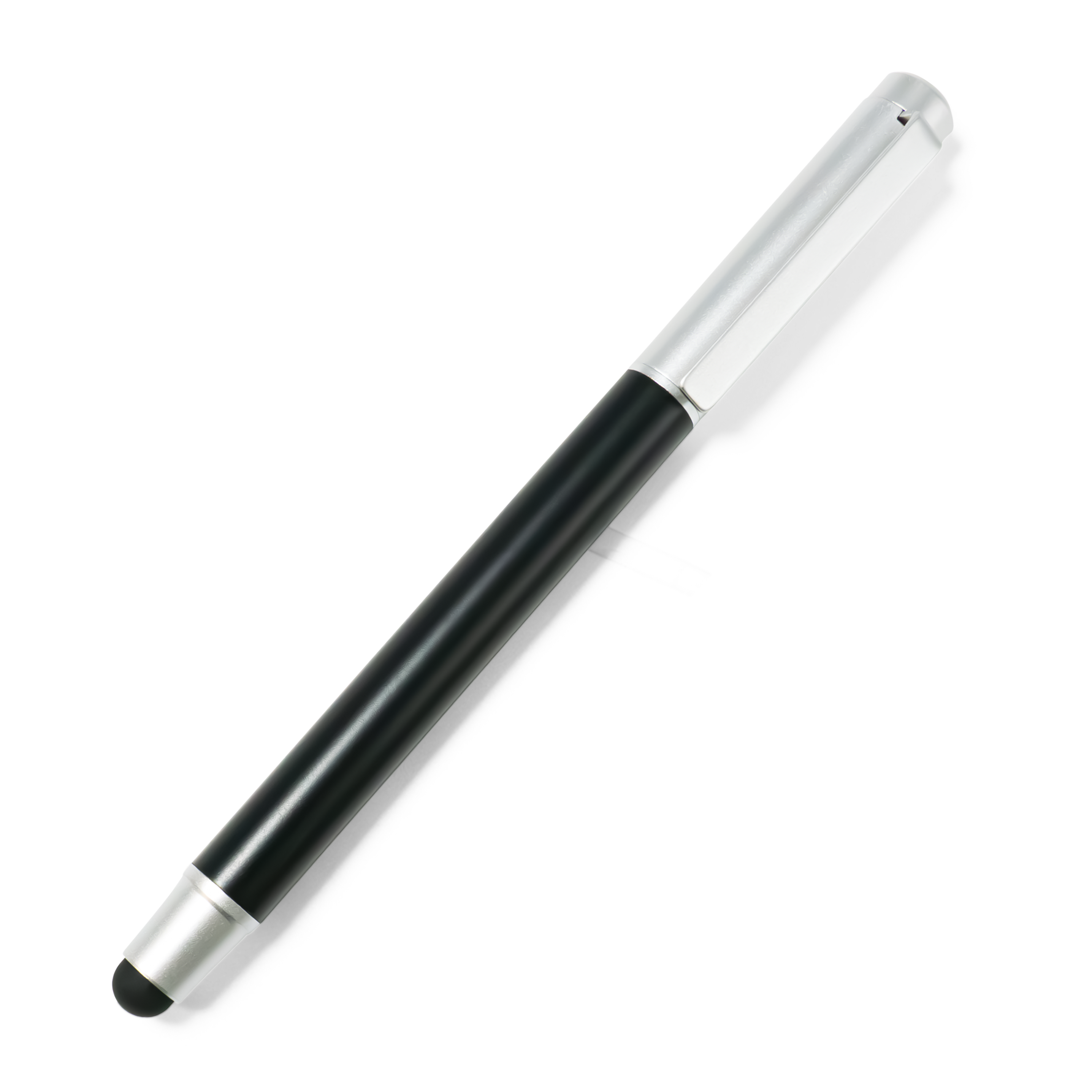 2in1 Universal Alu Eingabe Stift Stylus Pen   Kugelschreiber - Schwarz