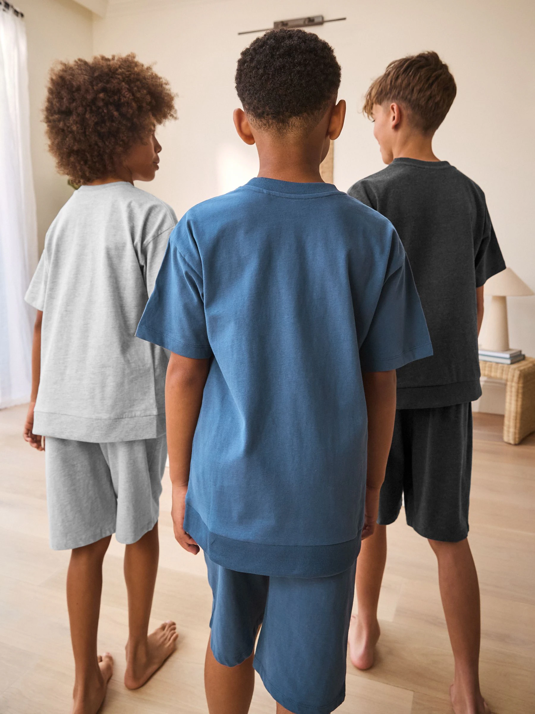 Donkerblauw/grijs - Pyjama met korte pijpen 3 stuks (3-16jaar) (3-16jaar)