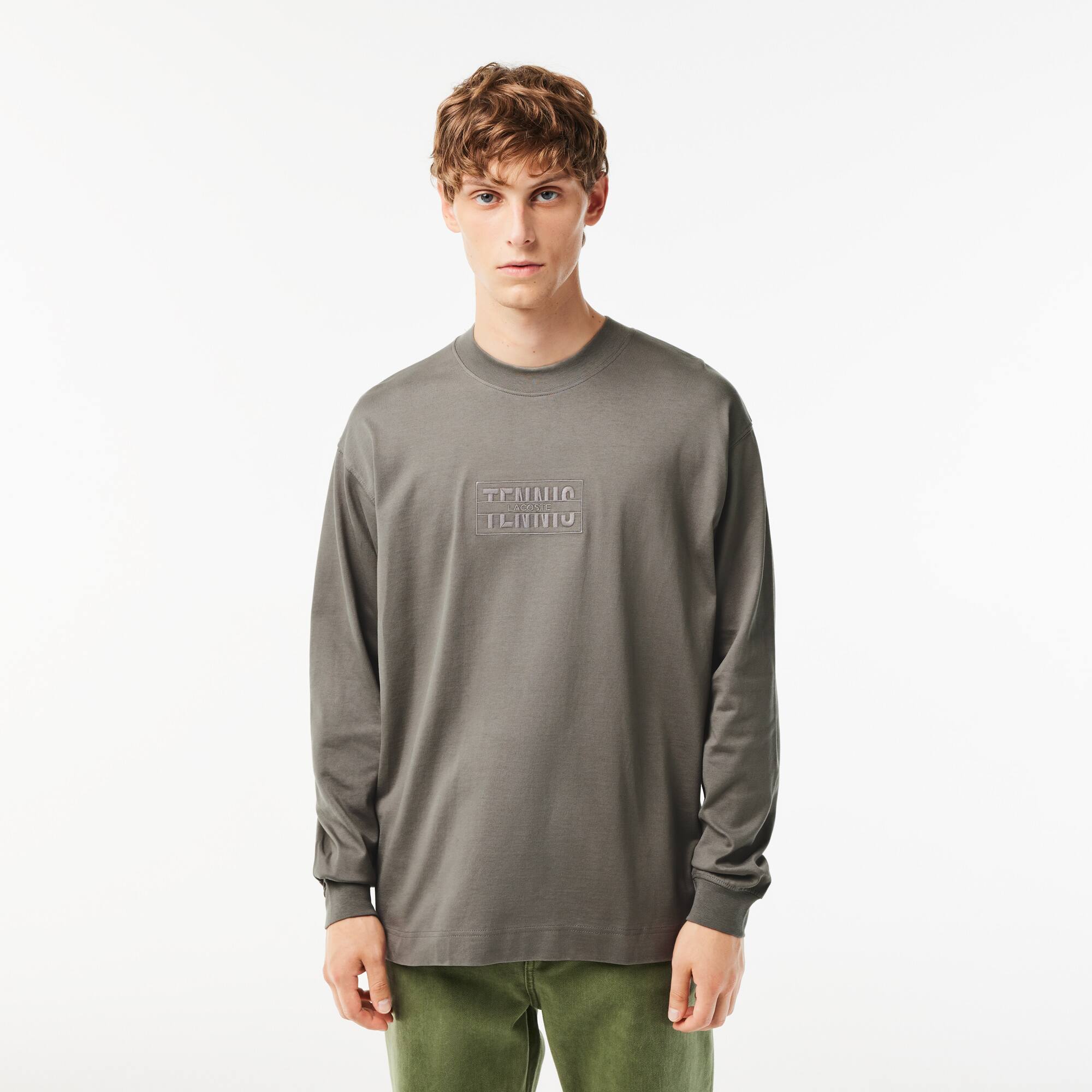 Langärmeliges T-Shirt aus Baumwolle T-Shirts - Grau - Lacoste - Herren