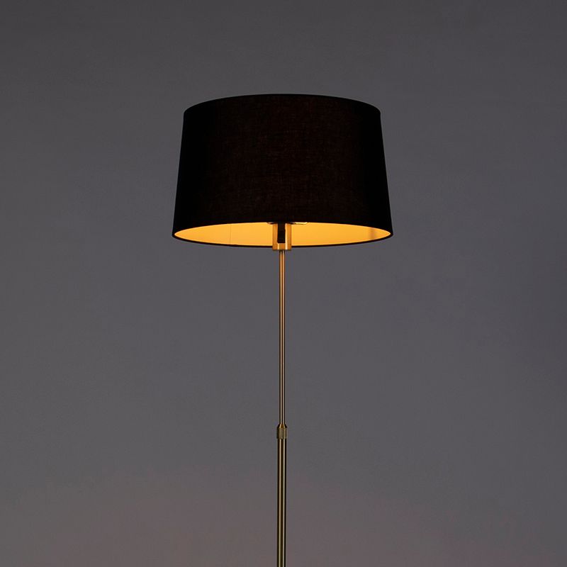 Vloerlamp goud/messing met linnen kap zwart 45 cm - Parte