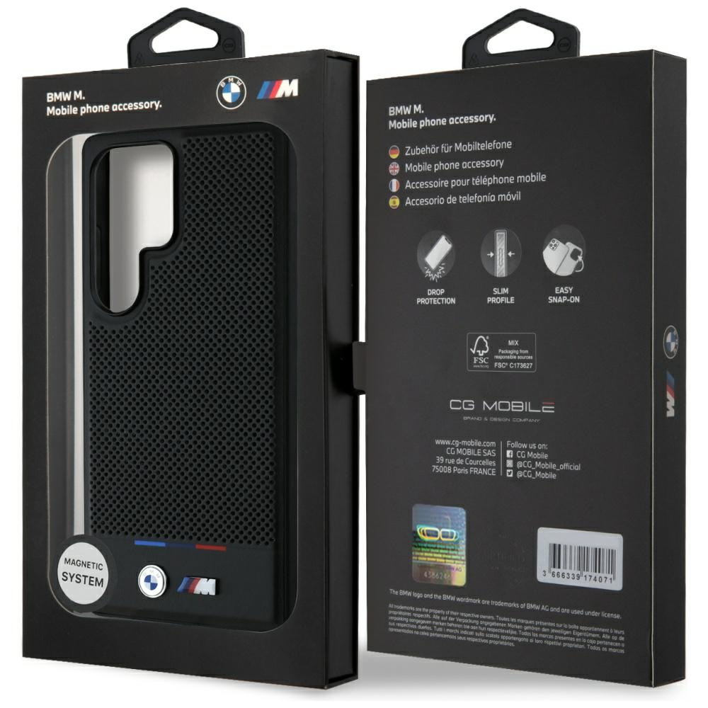 Samsung Galaxy S25 Ultra Hardcase Hülle Tricolor Stripe MagSafe-Modul (BMHMS25L24PUHOTK) - Schwarz