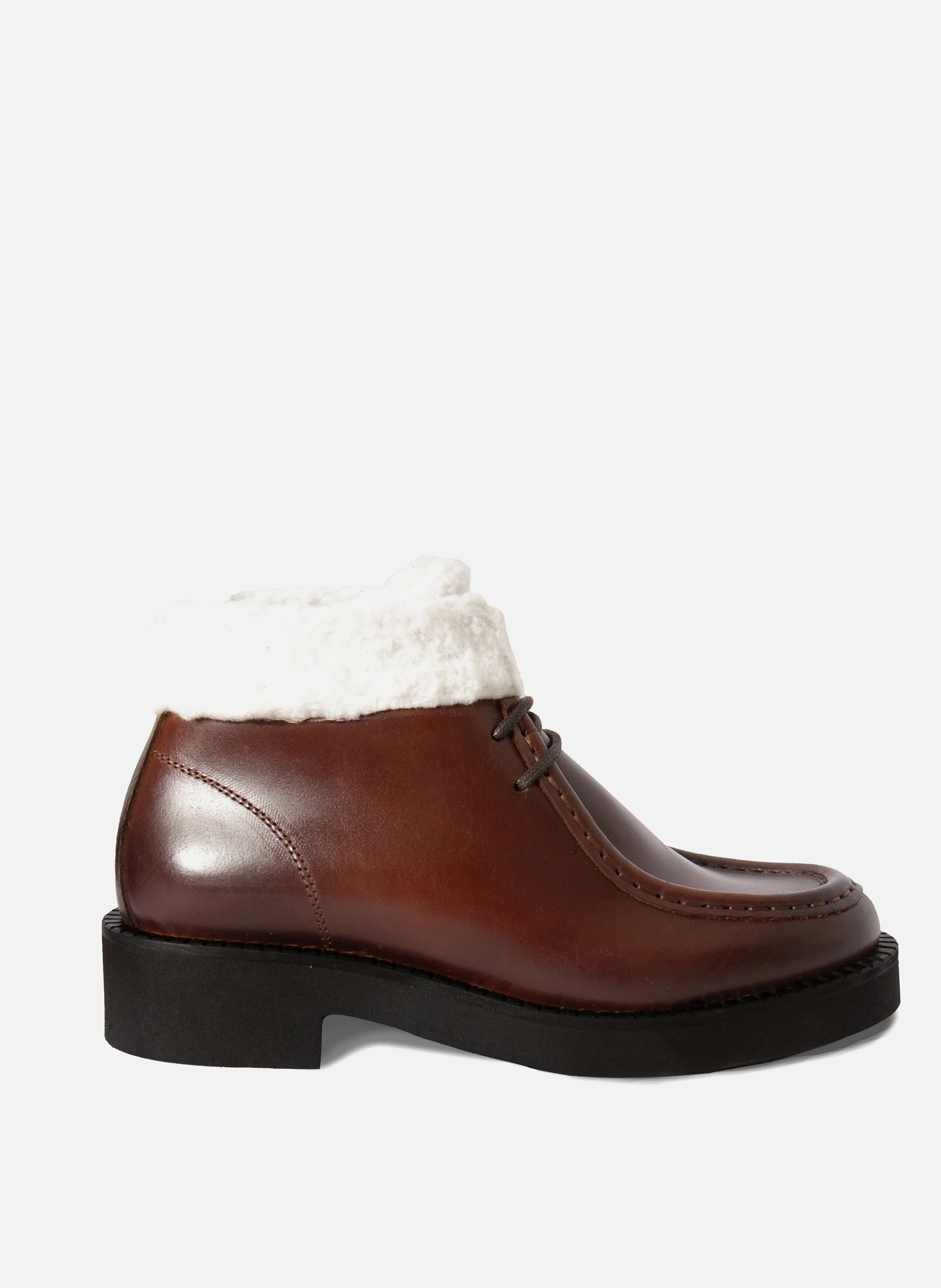 Bottines fourrées basses cuir | Marron
