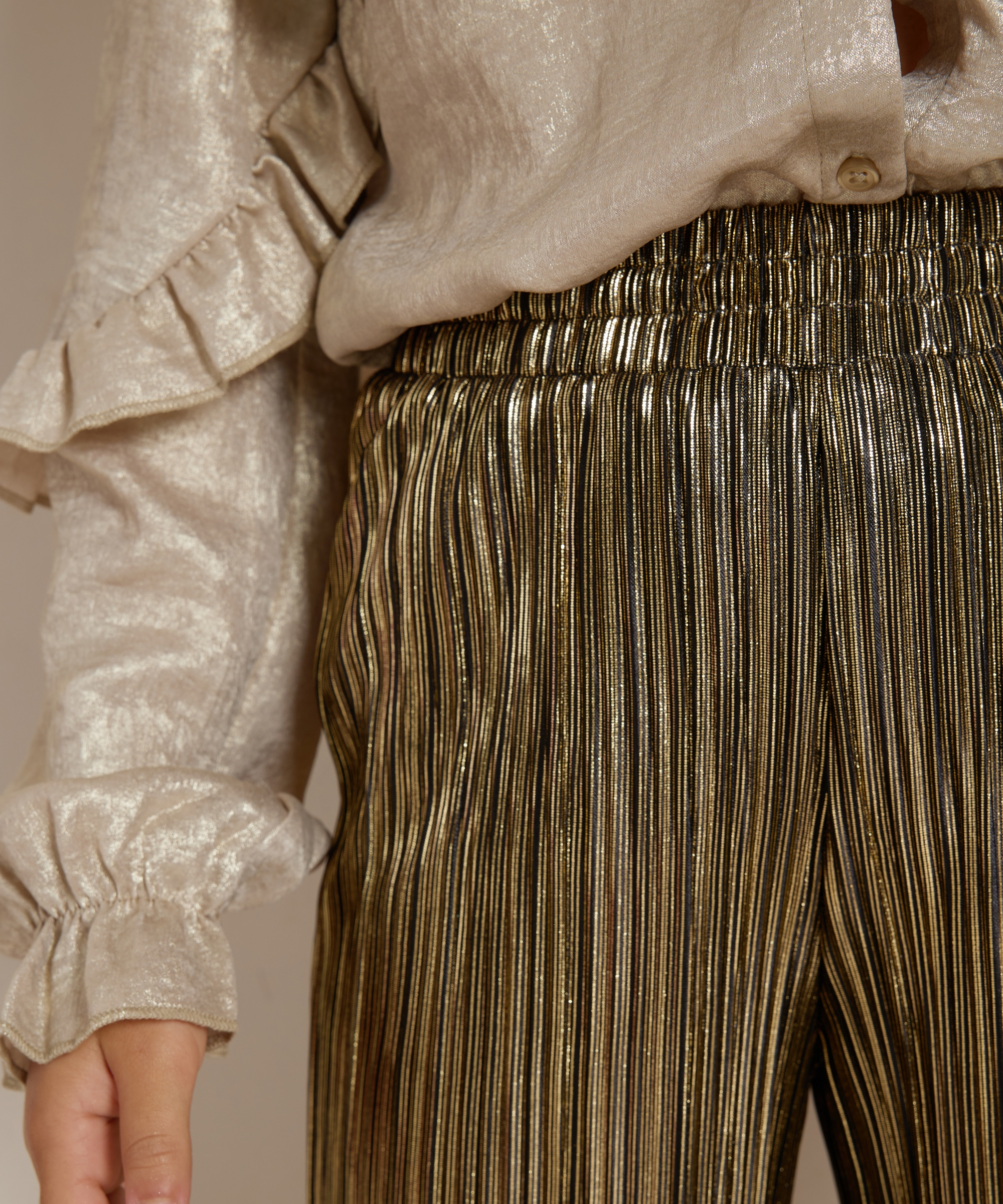 wide fit broek glans plissé