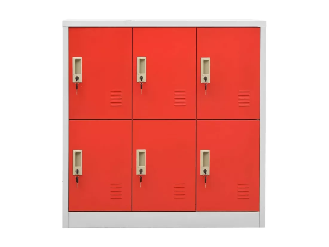 Armoire à casiers Gris clair et rouge 90x45x92,5 cm Acier