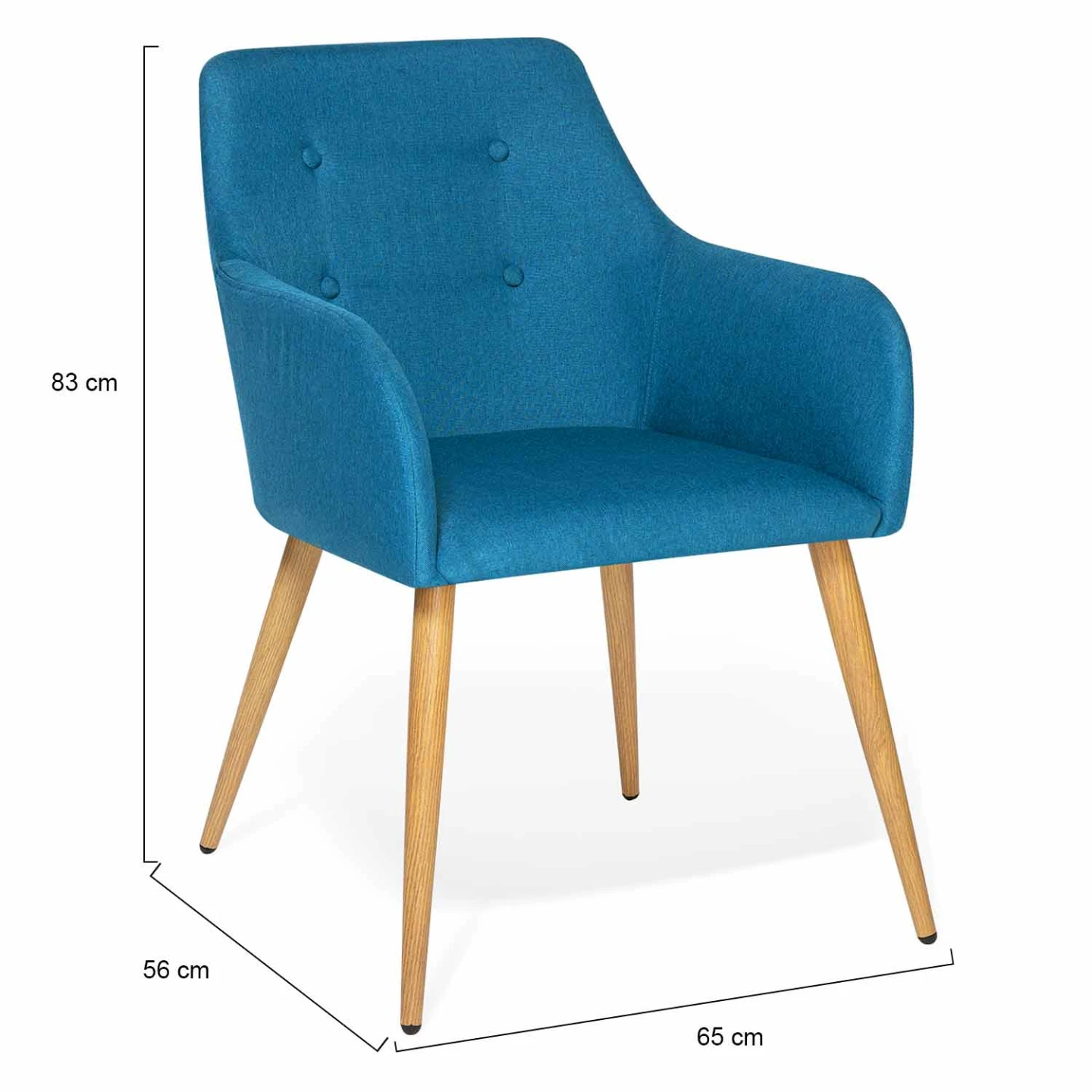 Lot de 2 chaises de salle à manger scandinaves, fauteuils de table DANIA bleu canard