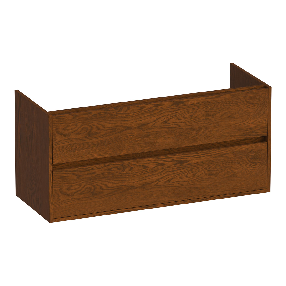 Brauer Adore onderkast 120cm met 2 softclose lades en 2 sifon uitsparingen lamellen eiken bruin