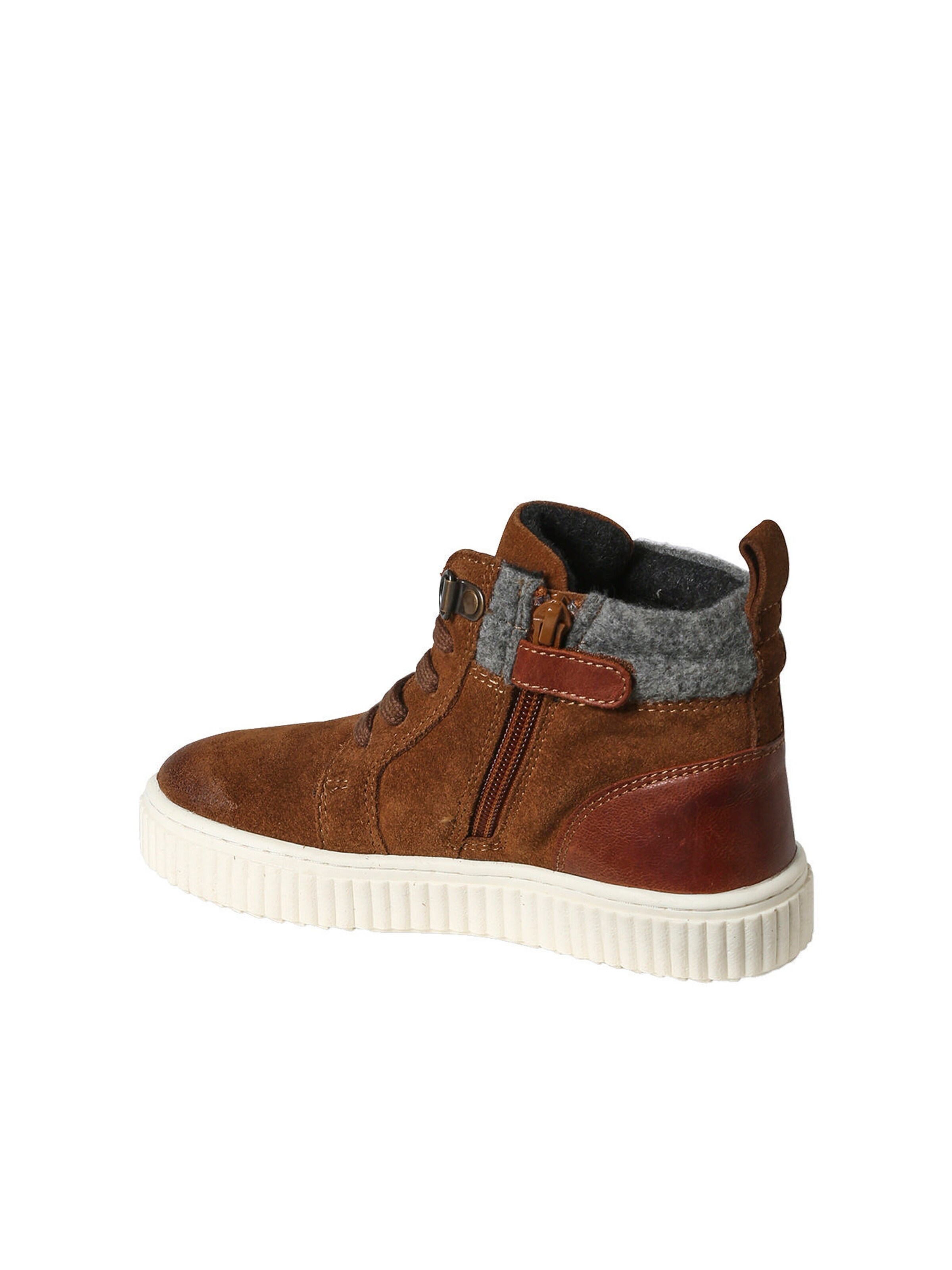 Vertbaudet Warme Kinder High-Sneakers, Reißverschluss und Schnürung braun