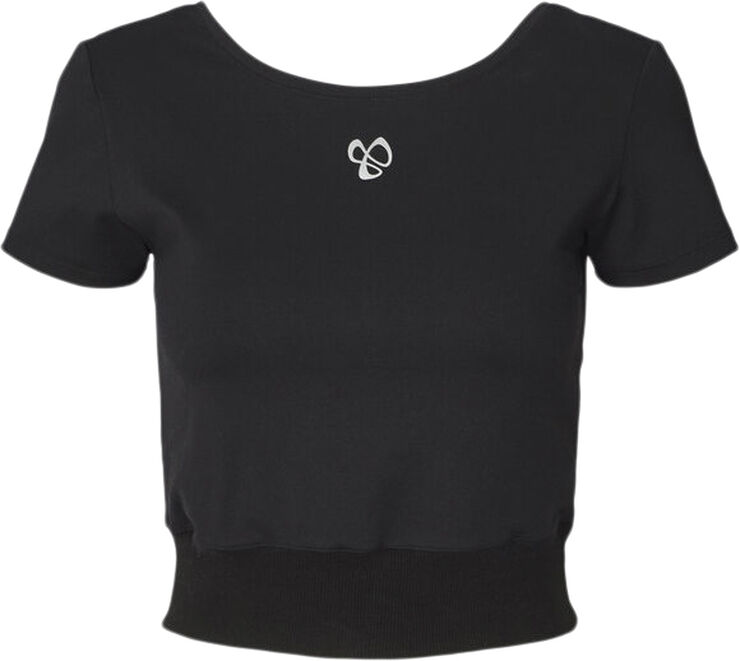 Carite Ribbed Waist Crop T-shirt Sort
