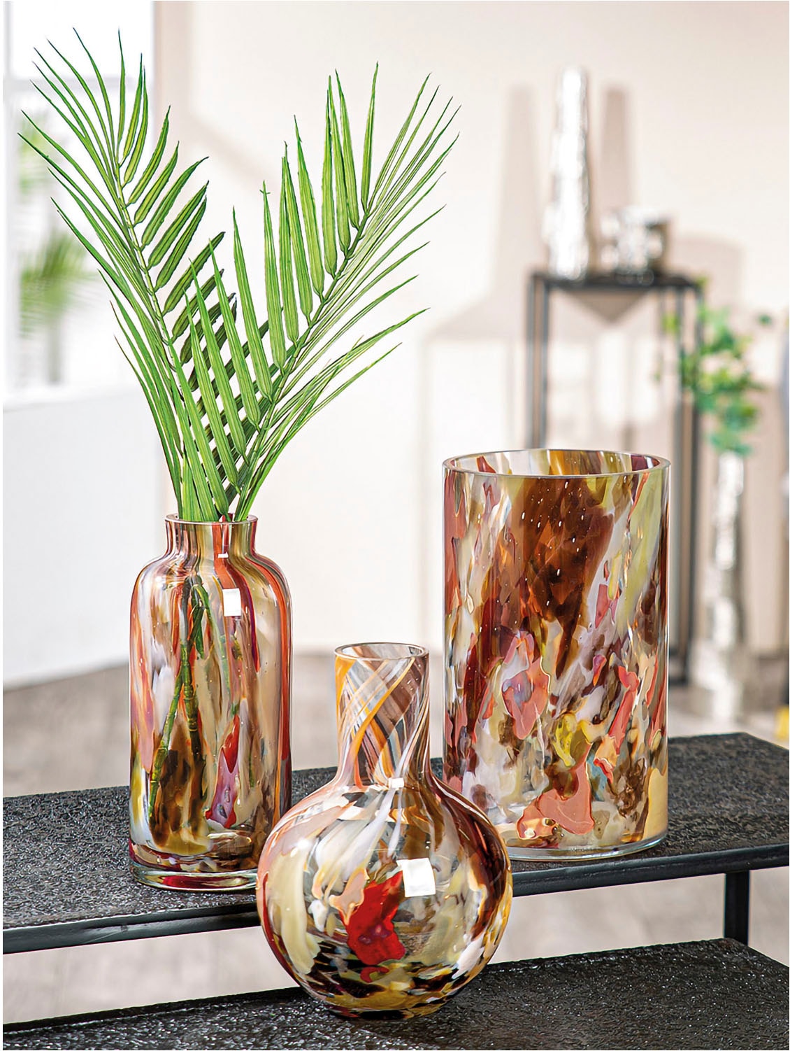 GILDE Tischvase »Vase Roslin Höhe ca. 21 cm« Europäische Handarbeit, aus durchgefärbtem Glas