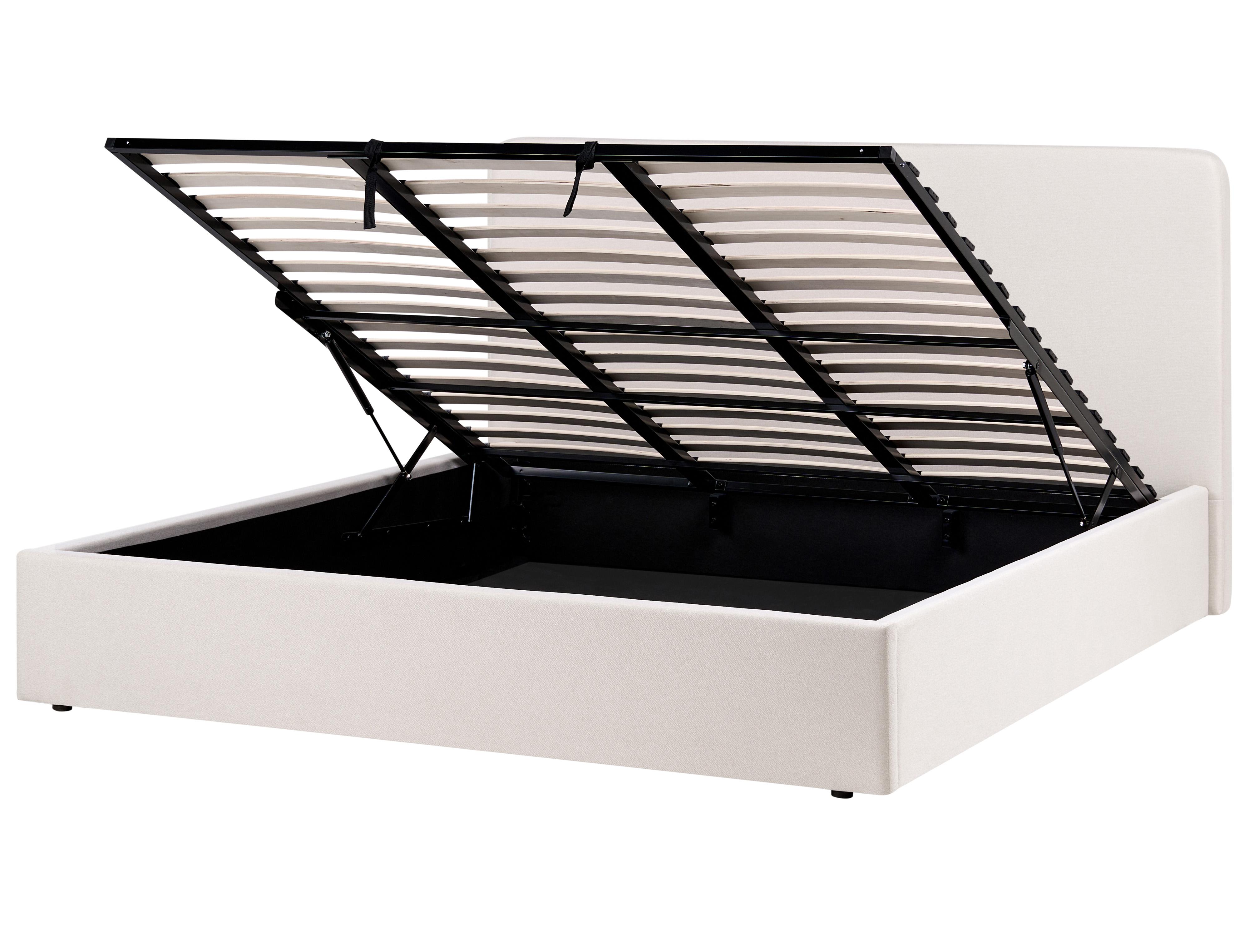 Bed met opbergruimte Stof BRENON 180 x 200 cm Lichtbeige