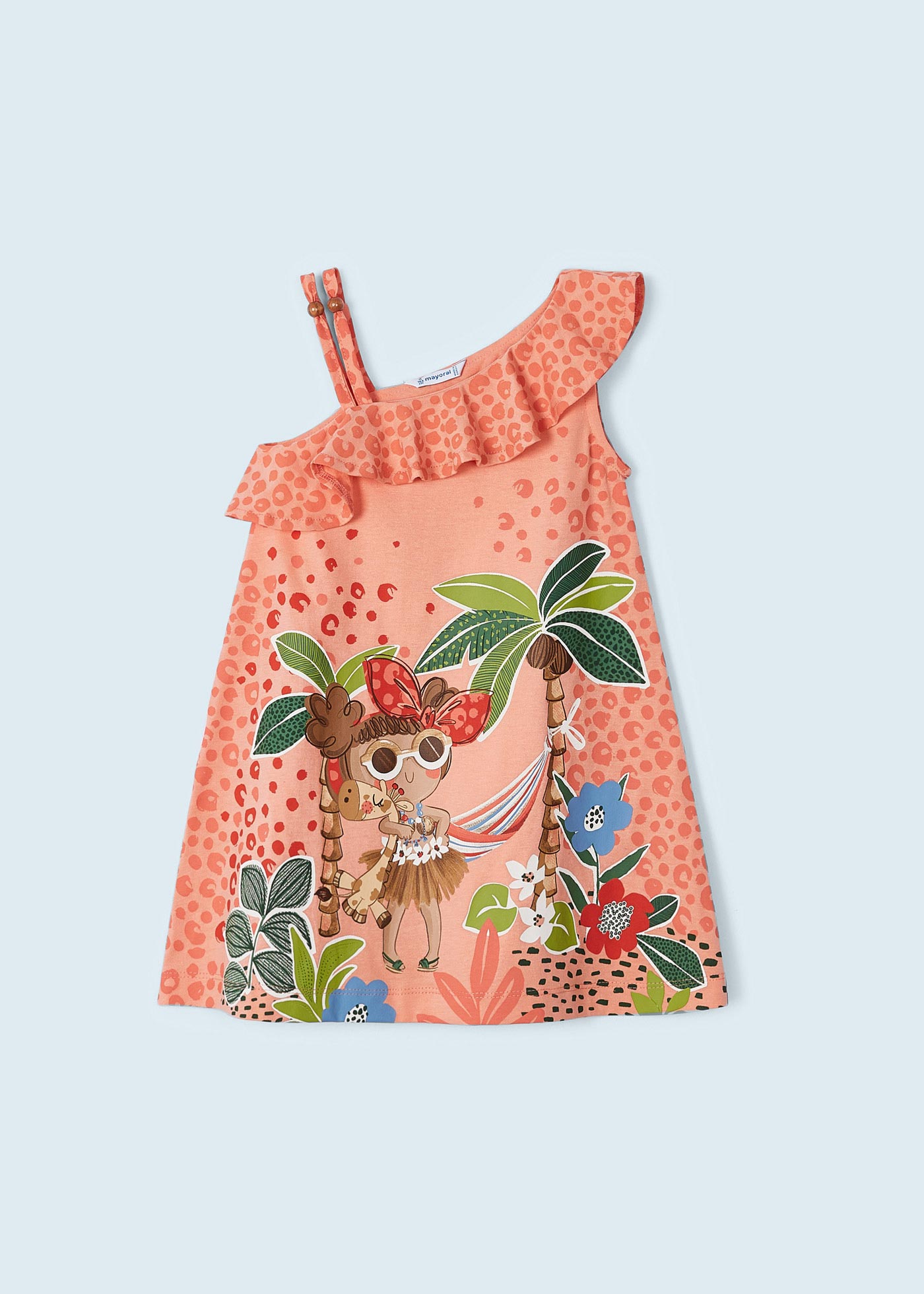 Vestido assimétrico de algodão sustentável para meninas
