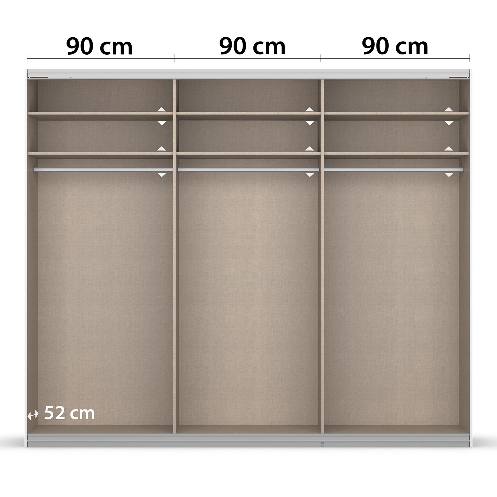 Schwebetürenschrank - basalt - grau metallic - mit Spiegel - 2 Glastüren - 271x229 cm