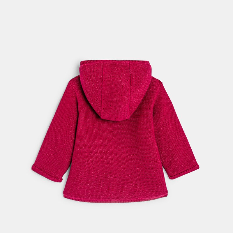 Gilet maille tricot doublé soft boa violet bébé fille Mauve Violet