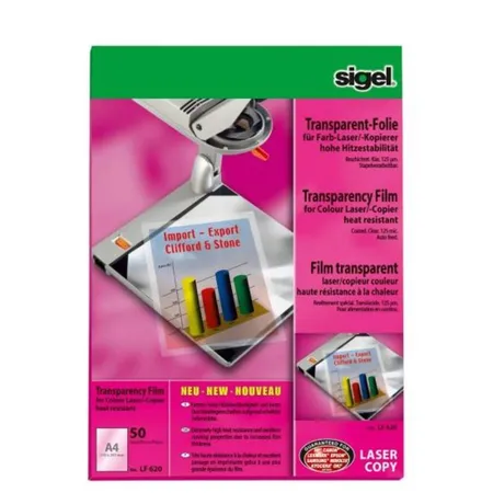 Sigel PC-Folie, Farb-Laserdrucker und -Kopierer, DIN A4, 125 my, 50 Folien