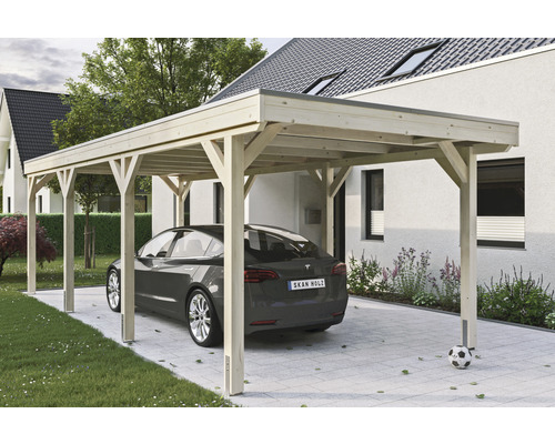 SKAN enkele carport, hout, Grunewald, 321 x 796 cm, natuurlijke afwerking